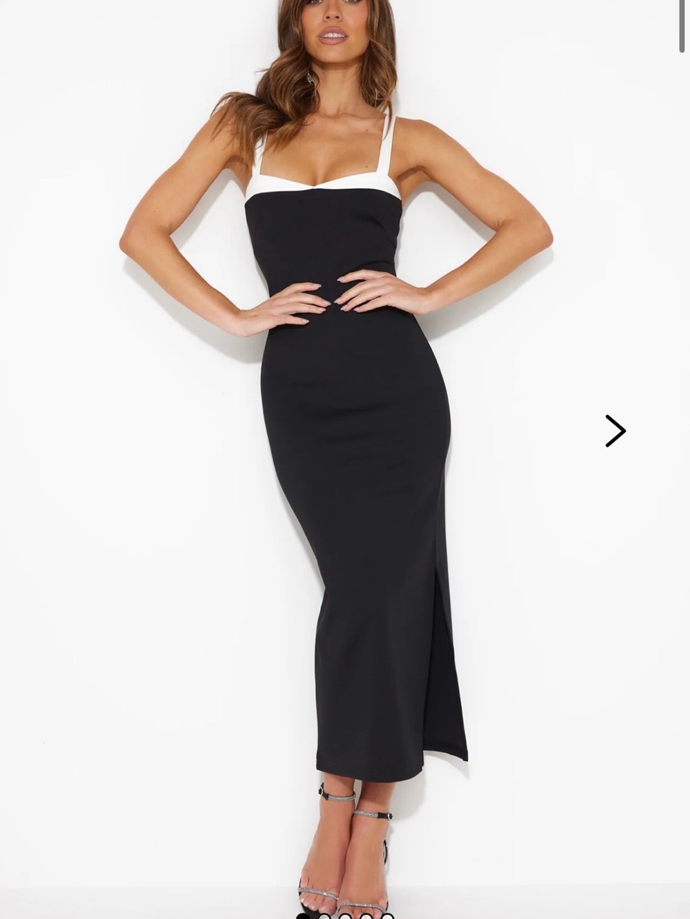 HELLO MOLLY Classic Black and White Midi Bodycon Dress